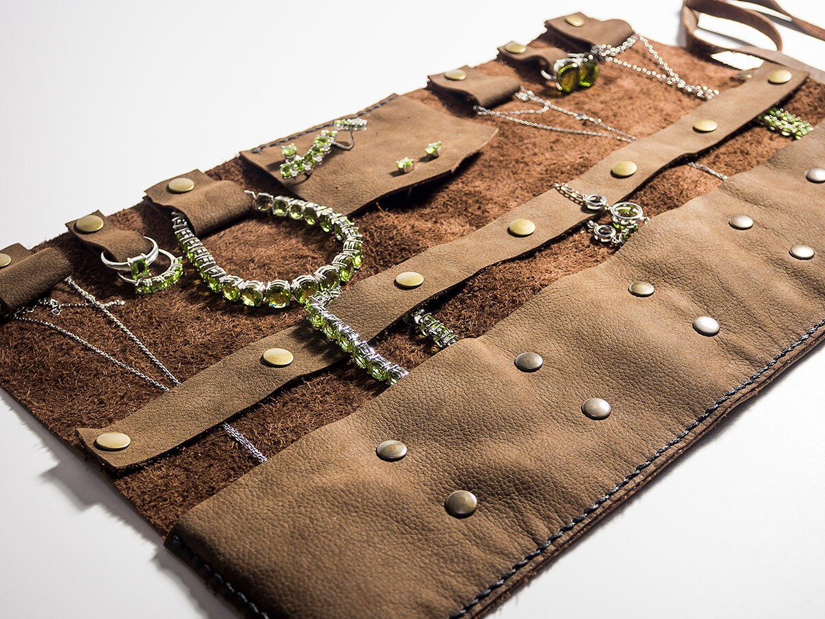 Jewelry Organizer Personalized Jewelry Jewelry leather roll Etsy