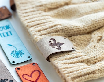 Etiquetas de tejido de cuero vegano personalizadas: etiquetas personalizadas para proyectos de crochet