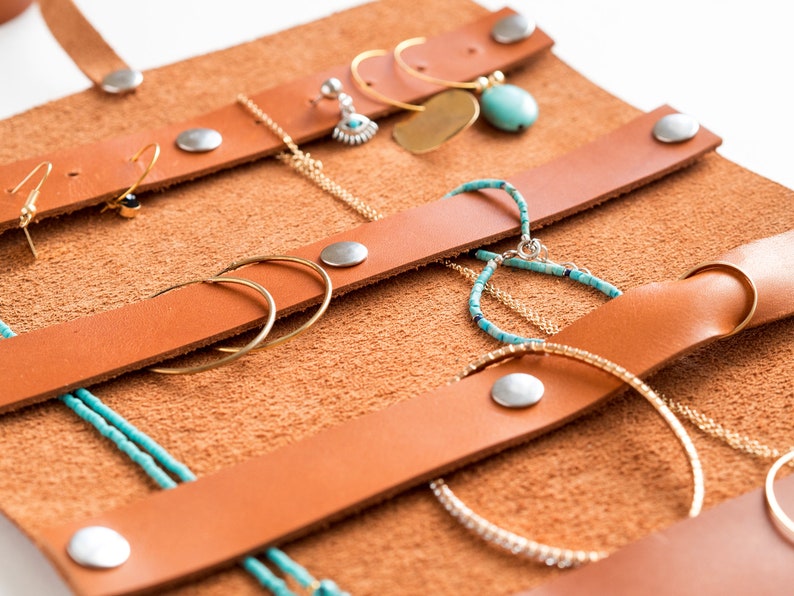 Travel Jewelry Organizer Personalized Leather Jewelry Roll Etsy