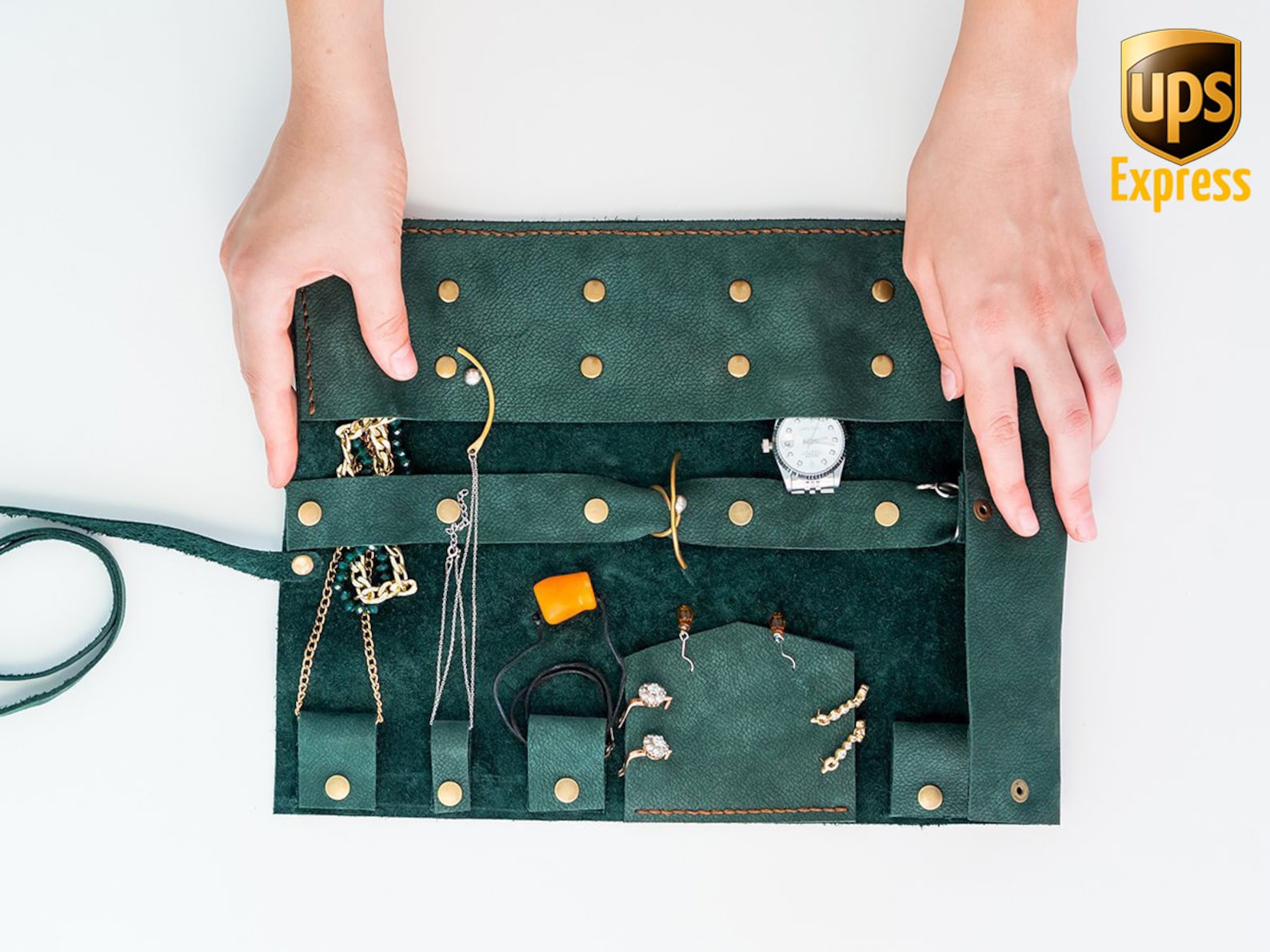 Leather Jewelry Travel Organizer Personalized Jewelry Roll Etsy