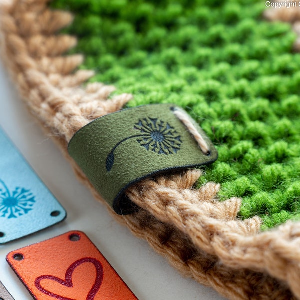 Personalized Vegan Leather Knitting Labels: Custom Sew-in Tags