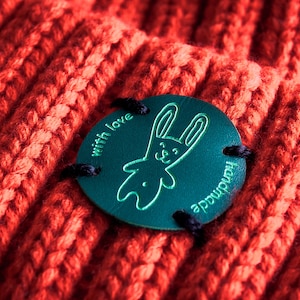 Etichette rotonde circolari personalizzate, etichette per articoli fatti a mano, etichette per maglieria, etichette per cucito personalizzate, etichette con logo in similpelle, etichette in macramè, etichette per amigurumi
