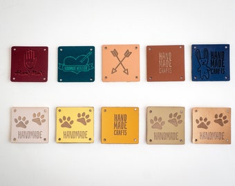 Custom Sew On Labels: Personalized Faux Leather Knitting Tags (31mm)