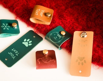 Custom Vegan Leather Knitting Tags with Metal Rivet (22mm x 56mm)