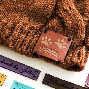 Personalizable Custom Branding Name Labels for Handmade Items, Sew On Tags For Cloths, Sewing Tags for Handmade Knitted Berets, Crochet Tags