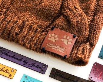 Personalized Vegan Leather Sewing Labels: Custom Branding Tags (31mm)