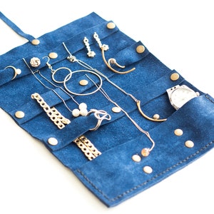 Personalized Suede Travel Jewelry Organizer: Roll-Up Accessory Case