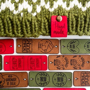 Labels Custom For Knits And Crochet, Personalized Labels for Knits and Crochet with Rivets,  Christmas Gift for Knitters and Crocheters