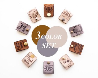 Etiquetas de piel sintética personalizadas para ropa: etiquetas de tejido personalizadas, juego de 3 colores