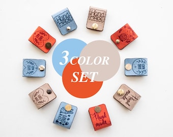 Etiquetas de cuero personalizadas para tejer con logotipo (juego de 3 colores)