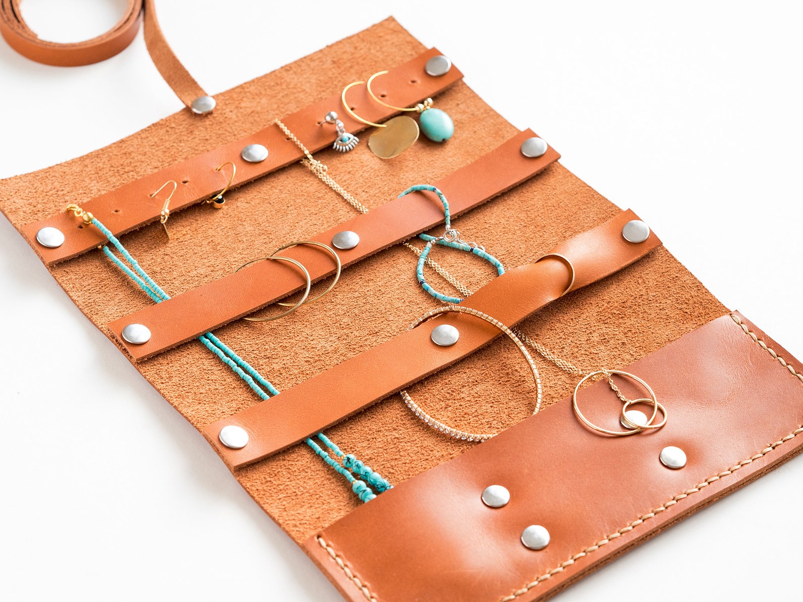 Travel Jewelry Organizer Personalized Leather Jewelry Roll Etsy