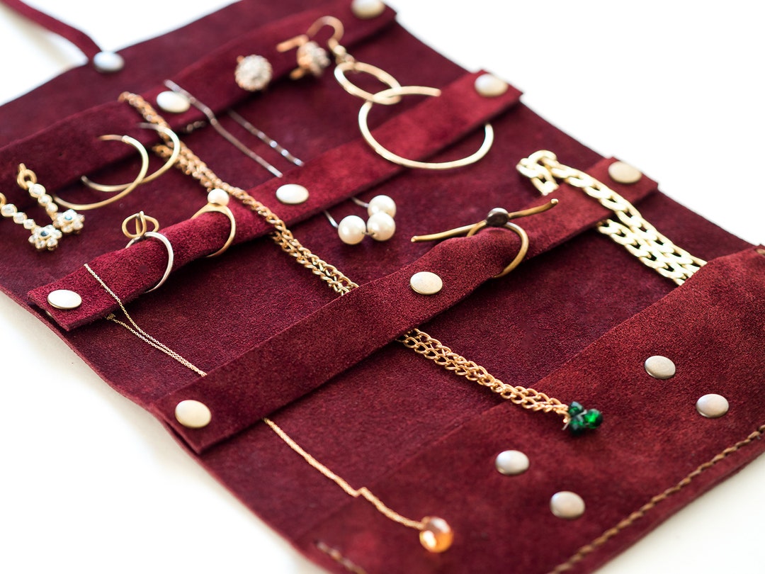 Travel Jewelry Organizer, Leather Roll, Jewelry Holder Case