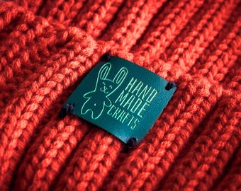 Personalized Vegan Leather Knitting Tags: Custom Sewing Labels