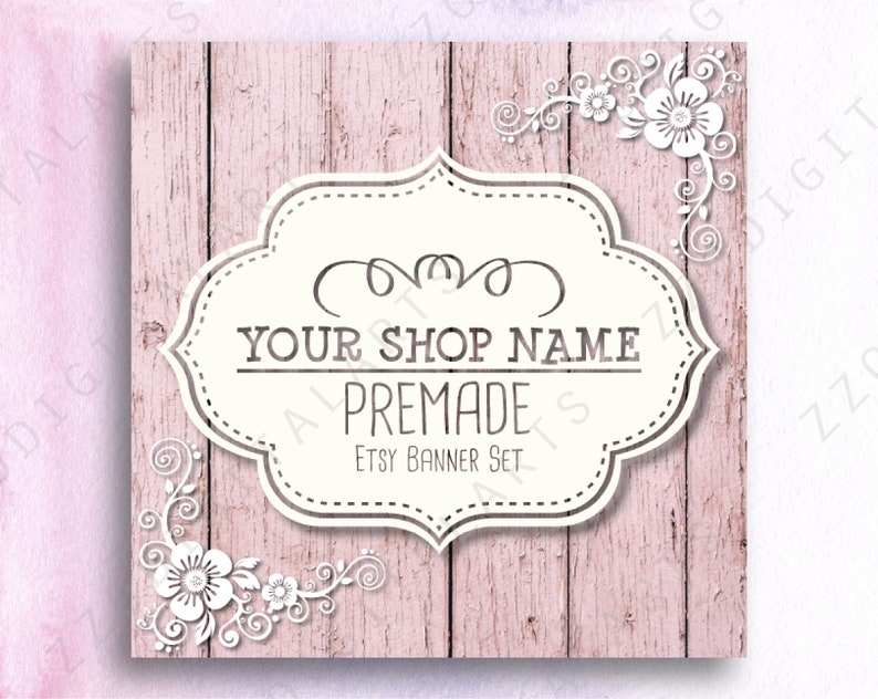 Vintage Etsy Shop Banner Template Kit Old Rustic Wooden Shop Graphics