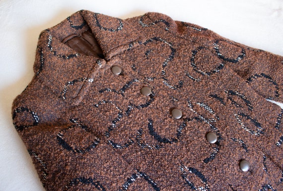 1960s 1970s Abstract Wool Princess Coat
