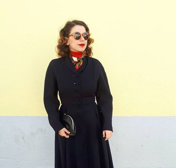1940s 1950s New Look Navy Midnight Blue Princess C