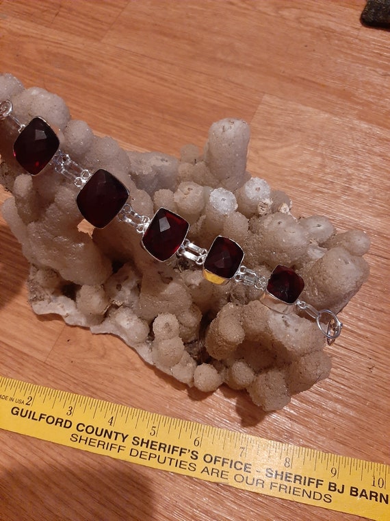 Beautiful cherry ruby gemstone handcrafted bracel… - image 1