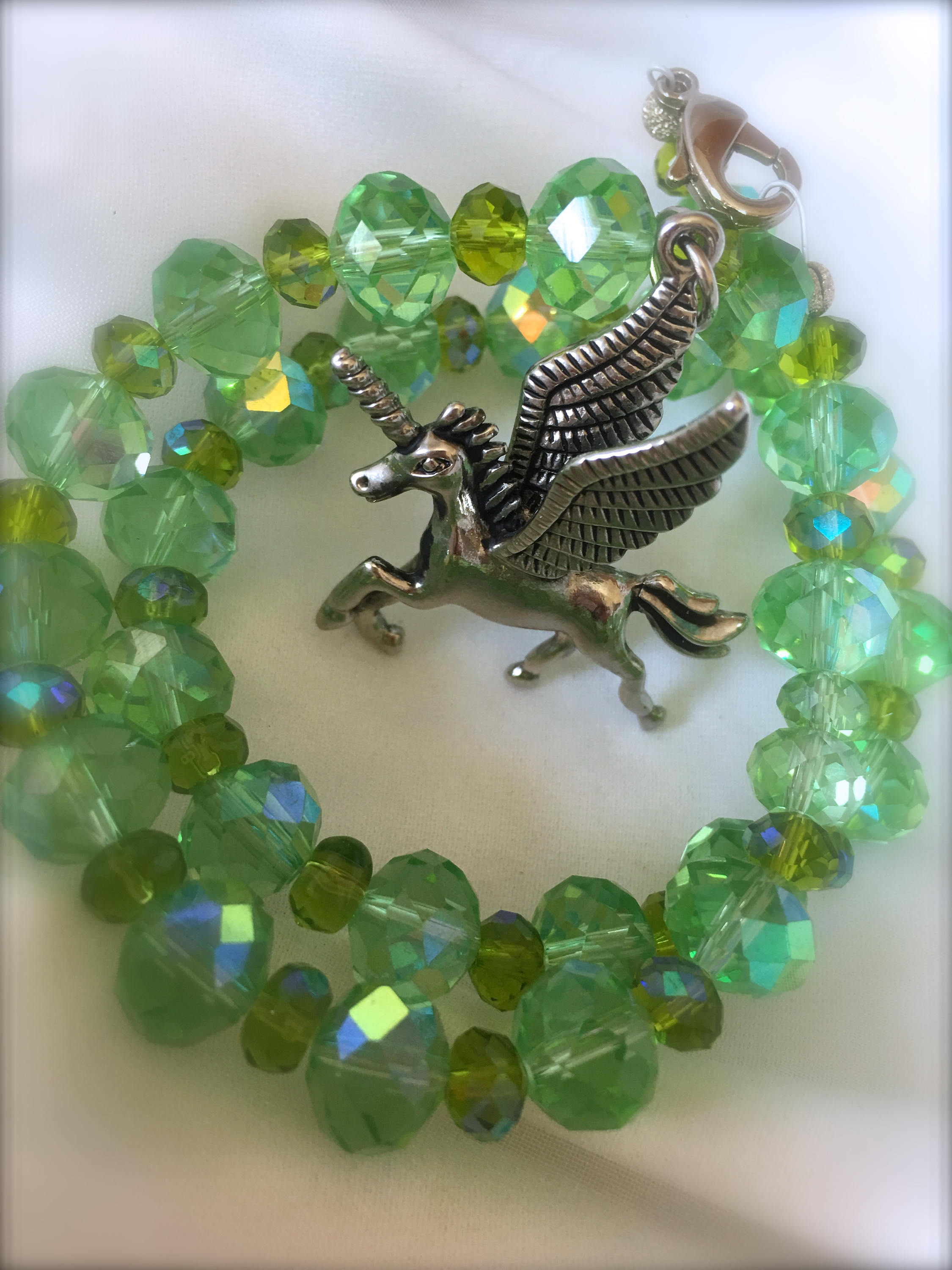 Unicorn Charm Necklace. Beaded Unicorn Pegasus Necklace. Etsy