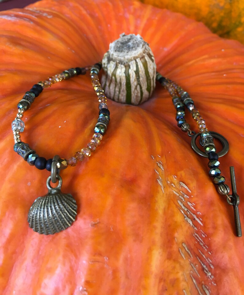 Seashell Charm Necklace. Glass Beaded Shell Necklace. Mermaid Etsy