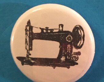 1" Pinback Button - Vintage Sewing Machine