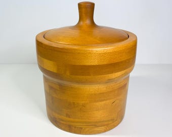 Baribocraft Maple Wood Ice Bucket Handcrafted in Canada Mid Century Modern Barware