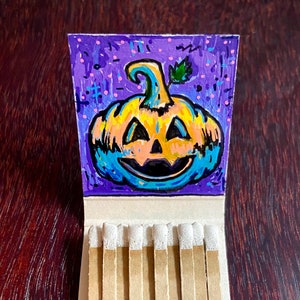 Vintage Funeral Home Matchbook with Hand Painted Halloween Jack-o’-lantern