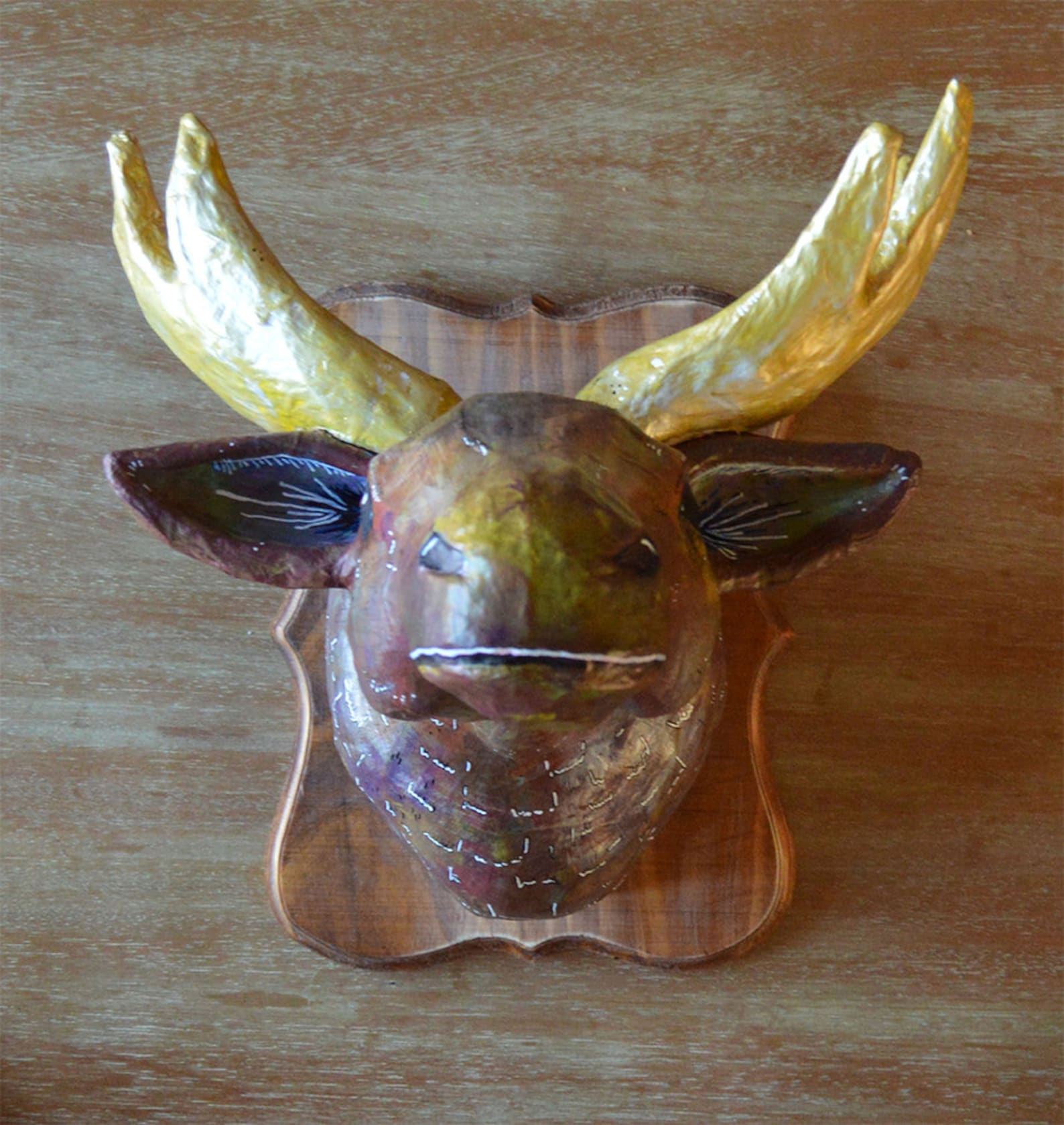 Paper Mache Moose Head Mount on Wood Plaque From Missoula Etsy