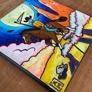 Death Rides A Horse Original abstract painting. Bright, colorful, surreal, trippy, macabre art. Acrylic on canvas image 5