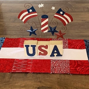 Handmade Quilted Table Runner-Patriotic