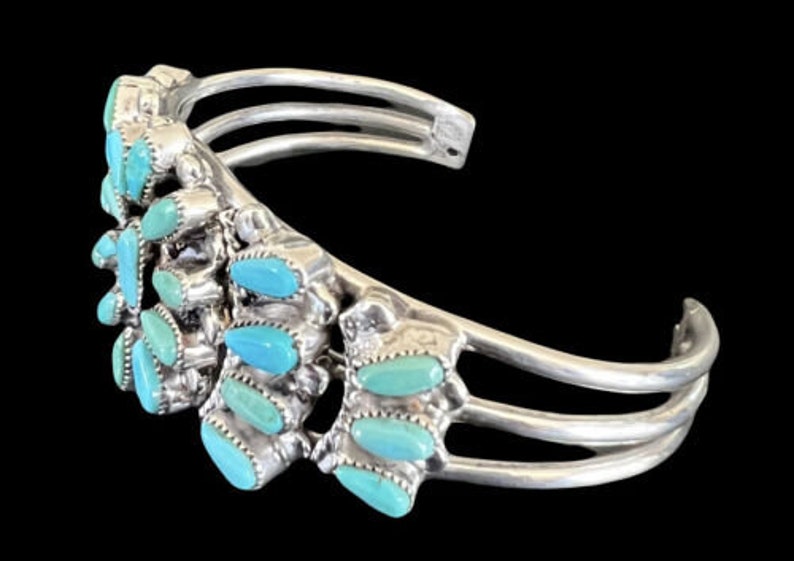 Valentino & Matilda Banteah Zuni Silver Turquoise Petit Point Cuff Bracelet Bild 4