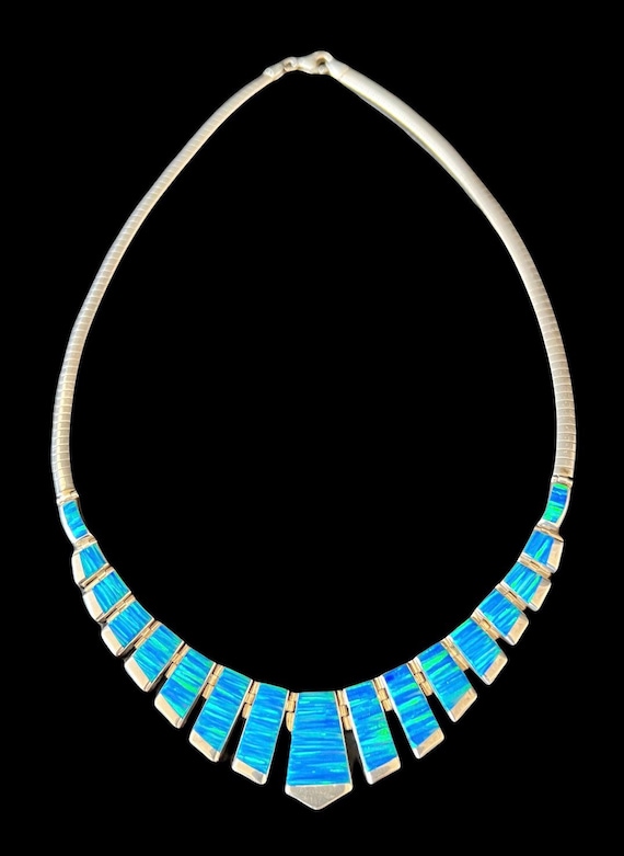 Southwest Style Mexican Sterling Silver Blue Opal 