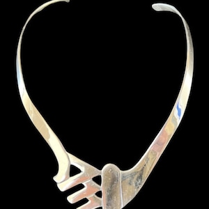 Taxco Mexico Sterling Silver Minimalist Modernist Choker Collar Necklace 72g