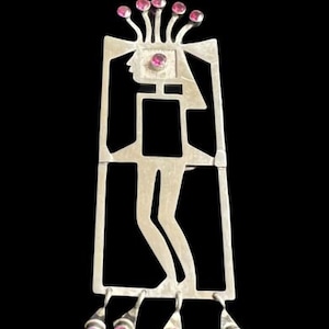Oswaldo Guayasamin Ecuador Modernist Silver Brooch Pendant