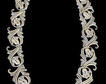 Margot de Taxco Mexican Sterling Silver Floral Link Collar Necklace 121g