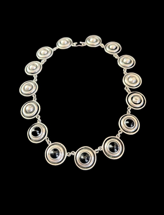 Bernice Goodspeed Taxco Mexico Sterling Silver Onyx Necklace 79g