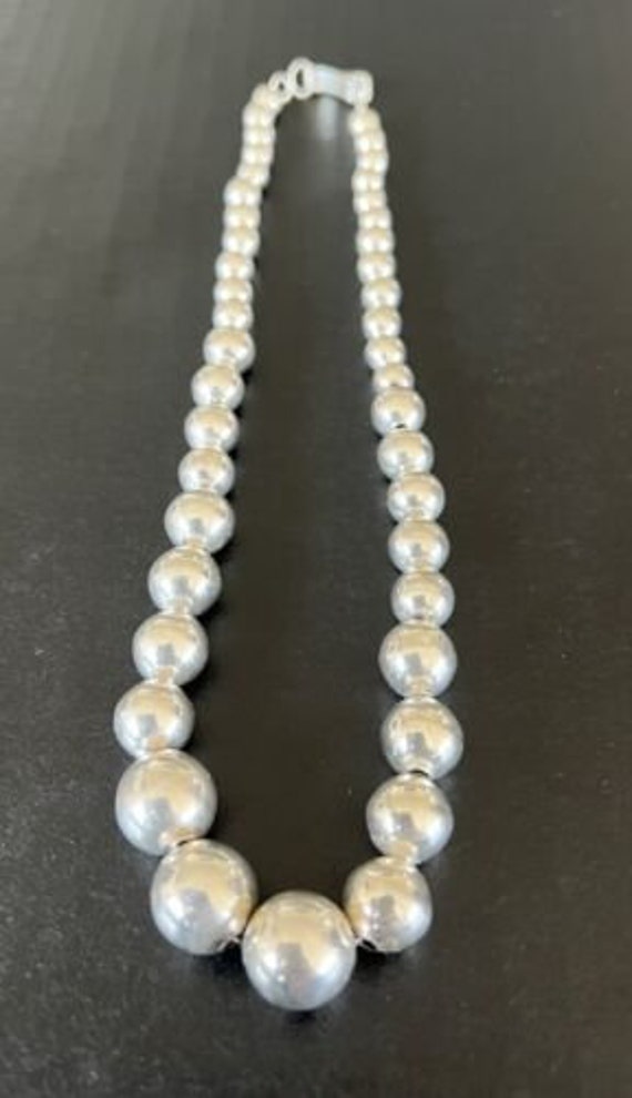 Vintage Taxco Mexico Silver Graduated Ball Bead N… - image 7