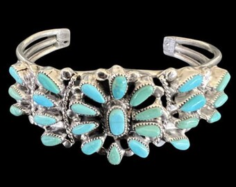 Valentino & Matilda Banteah Zuni Silver Turquoise Petit Point Cuff Bracelet