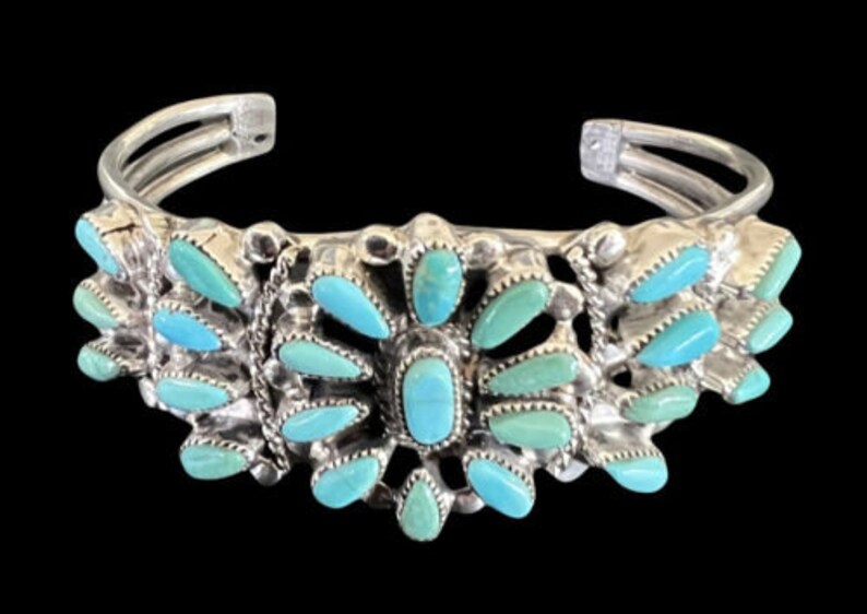 Valentino & Matilda Banteah Zuni Silver Turquoise Petit Point Cuff Bracelet Bild 1