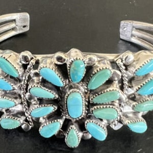 Valentino & Matilda Banteah Zuni Silver Turquoise Petit Point Cuff Bracelet Bild 5