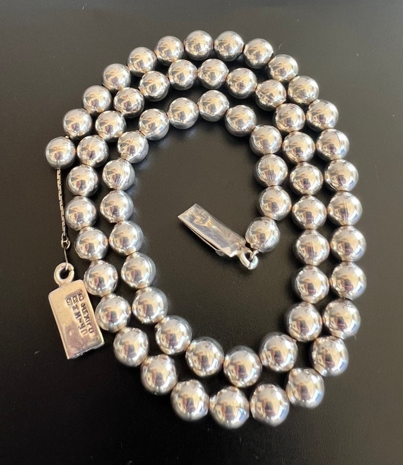 CONY Taxco Mexico Sterling Silver Ball Bead Necklace 55g Etsy