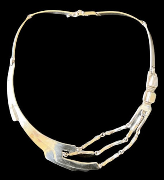 Erika Hult de Corral Ric Taxco Mexico Sterling Silver Modernist Necklace 78g