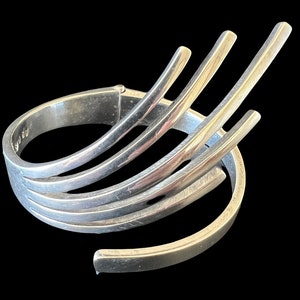 Vintage Sigi Pineda Taxco Mexico Sterling Silver Retro Modernist FINGERS Cuff Bracelet 65g