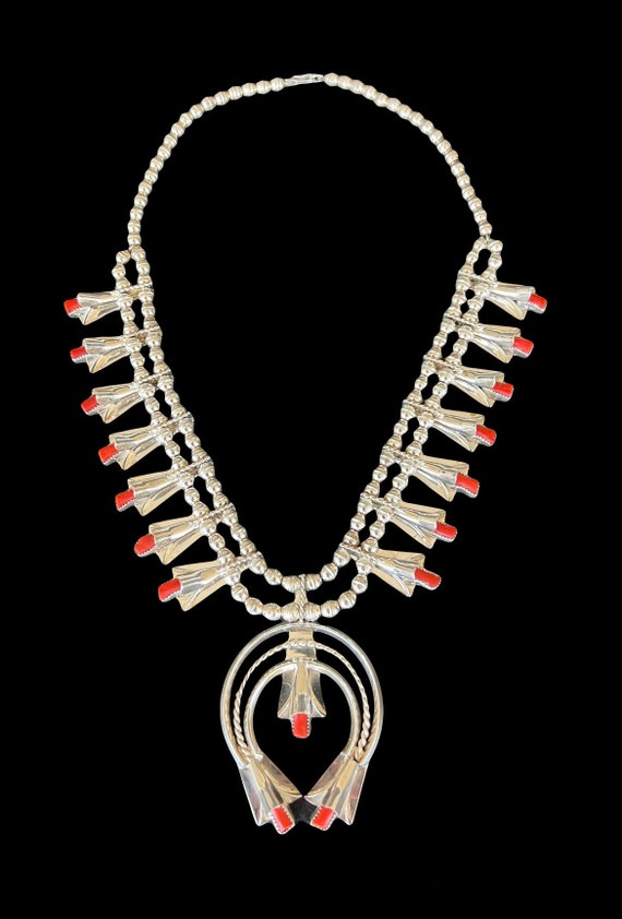 Frank Yazzie Navajo Sterling Silver Red Coral Squa