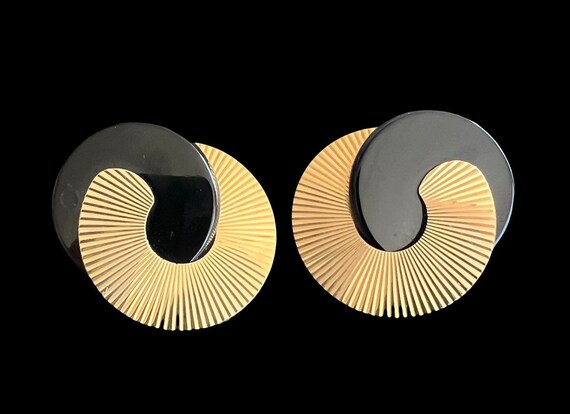 Modernist Art Deco Retro Black Onyx and 14k Gold … - image 2