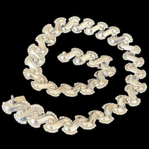 Alfredo Villasana Taxco Mexico Sterling Silver Art Deco Necklace