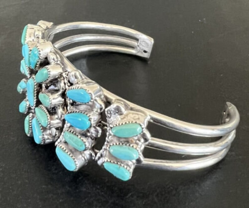 Valentino & Matilda Banteah Zuni Silver Turquoise Petit Point Cuff Bracelet Bild 6