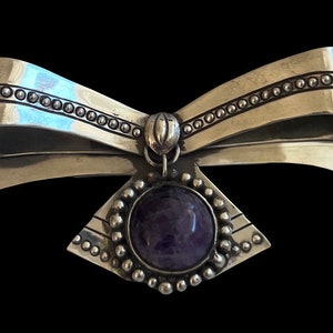 William Spratling Taxco Mexico Sterling Silver Amethyst Bow Brooch Pin