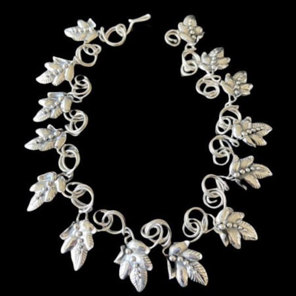 Vintage Frank Patania Sterling Silver Floral Leaf Necklace RARE 157g