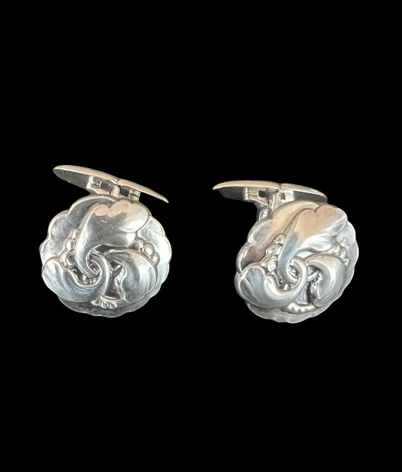 Boutons De Manchette Georg Jensen - Argent 925 Vintage - Grand Modèle Pour Homme - Très Bon état