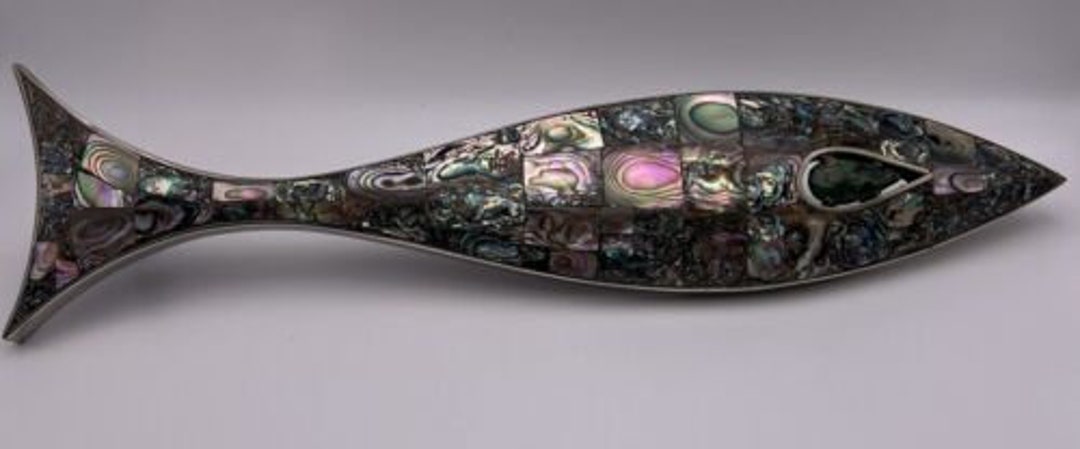 Los Castillo Modernist Large Fish Hardware Pull Handle Mother of Pearl ...